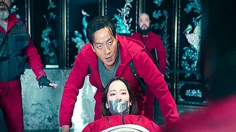 Korean Woman And Man Tape Gagged