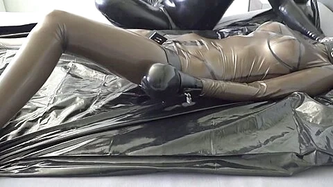 Latex Bondage Orgasm In Black