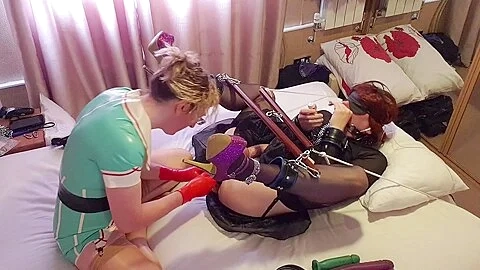 Latex Nurse Pegging Her Bondage Sissy Slut. Essex Girl Lisa & Tgirl Lucy