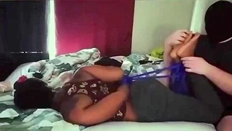 Masked Ebony In Hogtie Tickle