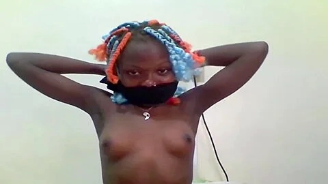 Dumb African Slut Ties Herself Up