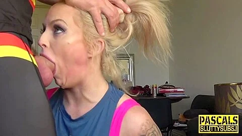 Submissive Bitch Gagging On Male Pole - Hard Fuck